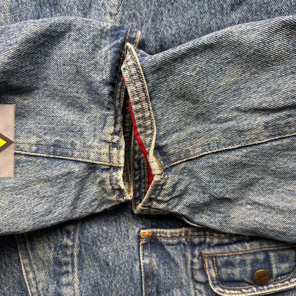 Vintage Marithé François Girbaud Denim Button Chore Coat Mens Large Lined Red - Picture 10 of 14